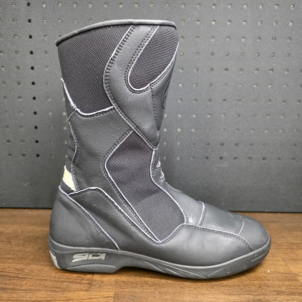 Sidi Touring Motorcycle Boots Mens 7.5 Black Leather Mesh Road